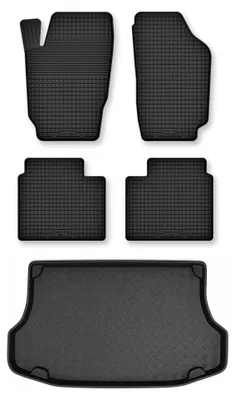 Image de Tapis en caoutchouc + bac de coffre pour Kia Sorento I 2003-2009 (5 places) – 5 pièces, noirs, semi-universel, adapté