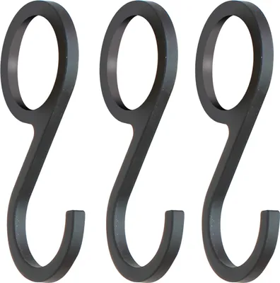 Produktbild von Natural Goods Berlin GARD Hook Kleiderhaken Metall - Kleine Haken zum Einhängen - S Haken für Kleiderstange - Fleischerhaken klein zum Aufhängen - Kleiderhaken Stange - Aufhängehaken, Schwarz, 3er Set