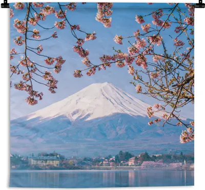 Produktbild von MuchoWow® Wandteppich Wandbehang Blick auf den Berg Fuji im asiatischen Japan 150x150 cm Tapisserie Dekoration Wandtuch - Wohnaccessoires - Modernes
