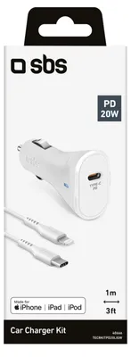 Produktbild von SBS PD KFZ-Ladegerät 20W USB-C inkl.Lightning USB-C Ka