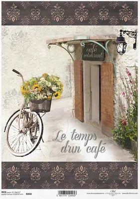Produktbild von ITD Reispapier Decoupage Bastelpapier Softpapier Serviettentechnik, Fahrrad R840