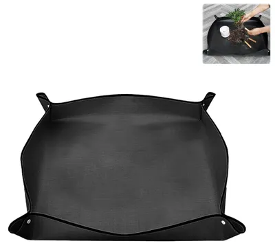 Produktbild von Umtopfmatte - 100 x 100 cm - Wasserdichte Matte - Mit Druckknöpfen - Faltbare Gartenmatte - zum Umtopfen Pflanzen Blumen Setzlinge - wasserdicht