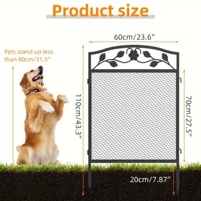 Produktbild von Metallisches Gartentor und Tierzaun aus 5 Paneelen in schwarzem, rostfreien Design