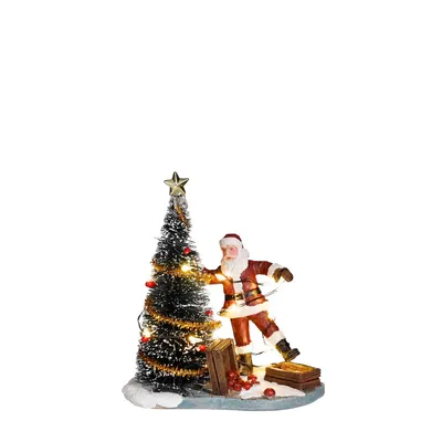 Produktbild von LuVille Weihnachtsdorf-Miniatur Ungeschickter Weihnachtsmann - L9,5 x B6 x H10 cm
