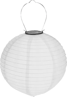 Produktbild von Eaxus LED Kugel Lampion Weiß Ø 20 cm für Garten & Party mit Dämmerungssensor und Aufhängehaken