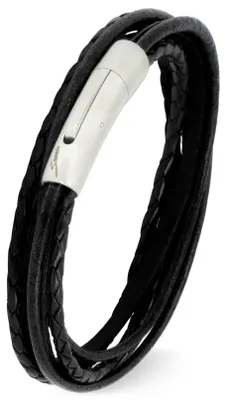 Produktbild von Armband aus Leder, uni, mit Edelstahlverschluss