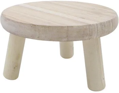 Produktbild von Famanu Blumenhocker Natur – 3 Beine, 21 x 12 cm, massiver Holz Pflanzenständer, dekorativer Hocker und Blumentablett
