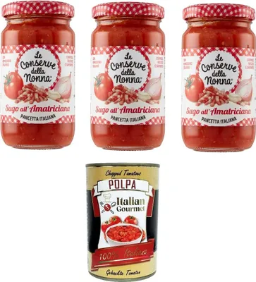 Produktbild von Le Conserve della Nonna- Sugo all'Amatriciana-Sauce 3x 190gr + Italian Gourmet polpa 400g