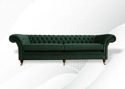 Zdjęcie produktu dla Chesterfield 4-osobowa sofa tekstylna zielona Salon Design Sofy tapicerowane Sofy