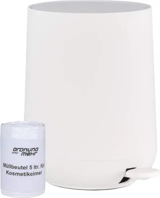 Produktbild von Zone Denmark Nova Pedaleimer Mülleimer Kosmetikeimer Badeimer Treteimer 5 Liter weiß inkl 1 Rolle Beutel