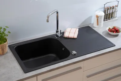 Produktbild von Küchenspüle Einbauspüle Spülbecken Granit 100x50 Schwarz Respekta Orlando