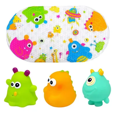 Obrázek produktu pro Sada koupelnové předložky a 3 hraček Escabbo Happy Monsters 37025