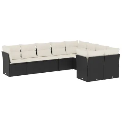 Produktbild von vidaXL 9-tlg. Garten-Sofagarnitur mit Kissen Schwarz Poly Rattan
