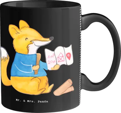 Produktbild von Mr. & Mrs. Panda Kaffeetasse Bauzeichner Herz - Schwarz - Geschenk, Teetasse, Becher, Tasse, Kaffeebecher, Pott