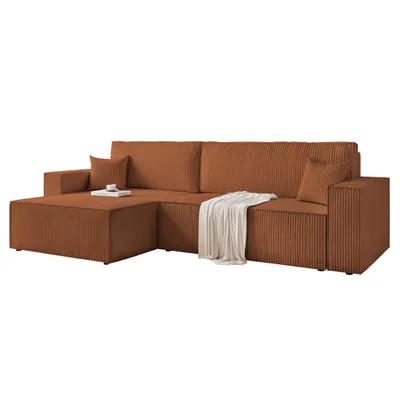 Produktbild von IDOHOME-Universelles Polsterecksofa PARIS XL mit Schlaffunktion und Bettkasten Ecksofa in L-Form Wohnzimmer Sofa Couch Poso 40 Ziegelrot