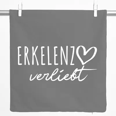 Produktbild von Huuraa Kissenbezug Erkelenz verliebt 40x40cm Steel Grey Baumwolle Dekokissenbezug Geschenkidee
