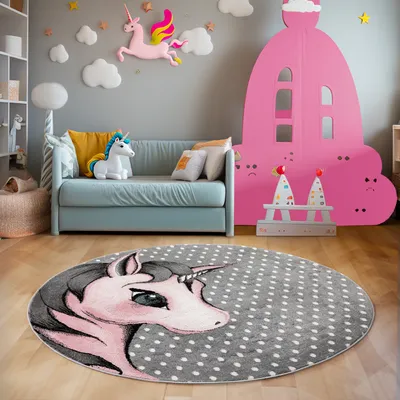 Zdjęcie produktu dla Dywany dla dzieci Dywany do pokoju dziecięcego Dywany w nowoczesnym stylu Dywan do pokoju dziecięcego Rozmiar : 160 cm Okrągły , Kolor : różowy-5