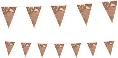 Produktbild von XL Wimpel Girlande aus Folie in Rosegold Metallic 10 Meter