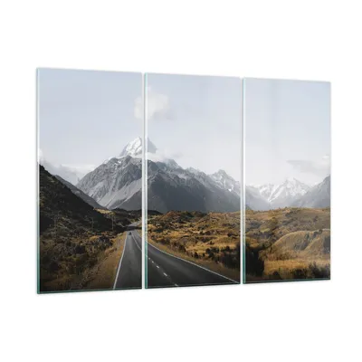 Produktbild von Bilder auf glas - 3 Teile - Weg Berg Gipfel - 165x110cm - Glasbilder - Wandbilder - Bilder - zum Aufhängen bereit - Wanddekoration aus Glas - Glas Bilder - Wandbild auf Glas - GCE165x110-4833