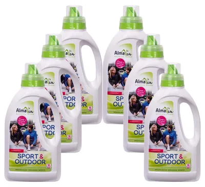 Productafbeelding van Vloeibaar Sportwasmiddel 6 x 750 ml – Geur- en Vlekverwijdering met Vezelbescherming