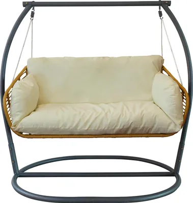 Immagine prodotto di Milani Home - dondolo da giardino due posti in metallo con struttura, beige, per terrazzo e veranda