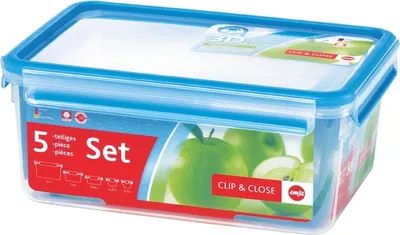 Obrázok produktu pre EMSA CLIP & CLOSE 508568, Set, Obdĺžnikový, 3,7 L, Modrá, Priehľadná, Polypropylén (PP), Termoplastický elastomér (TPE), 0 - 100 °C