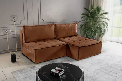Produktbild von Kaiser Möbel Bohoo Mini modernes Ecksofa mit Schlaffunktion Ziegel Rechts