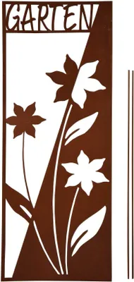 Produktbild von UNUS® Gartenschild Garten mit Blumenmuster in Rostoptik Gartendeko Roststecker