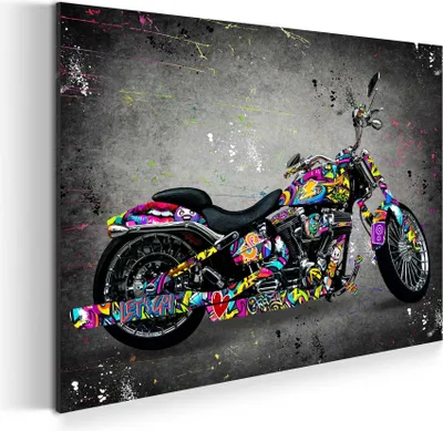 Produktbild von Wandbild Leinwandbild Street Art Custom Bike Kunstdruck XXL Wanddeko: 90x60x4cm