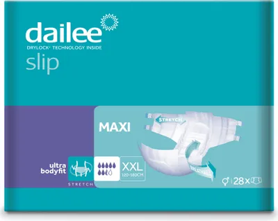 Immagine prodotto di Dailee Slip Maxi XXL - 28 pannoloni per adulti - per l'incontinenza femminile e maschile - 7,5 gocce, taglia XX-Large (circonferenza fianchi 130-190 cm) - 28 pezzi