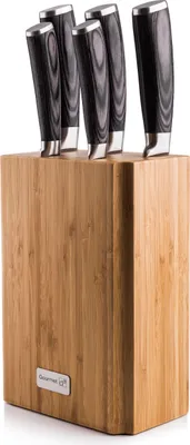 Zdjęcie produktu dla Zestaw 5 noży G21 Gourmet Stone + blok bambusowy