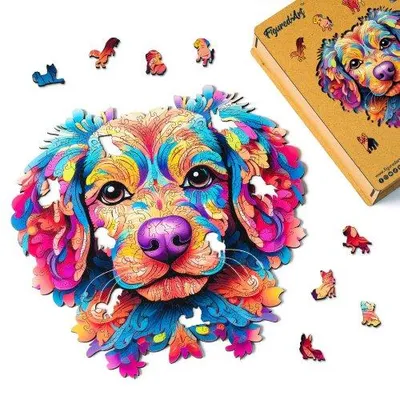 Obrázek produktu pro Dřevěné puzzle 2D sada - BAREVNÝ PES