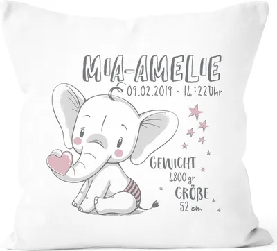 Produktbild von personalisierbares Kissen zur Geburt Geburtskissen Namenskissen Geschenk Mädchen - Kissen-Bezug ohne Füllung SpecialMe® weiß unisize