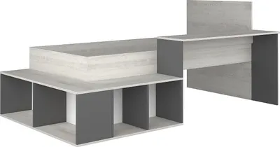 Produktbild von Kombi-Bett mit Stauraum & Schreibtisch - 90 x 200 cm - Holzfarben & Anthrazit - RIGALI