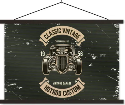 Produktbild von MuchoWow® Textilposter Oldtimer - Zeichnung 120x80 cm mit schwarzem Rahmen - Wanddeko