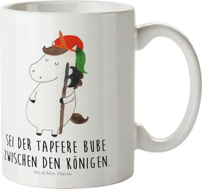 Produktbild von Mr. & Mrs. Panda Trinklernbecher Einhorn Junge - Weiß - Geschenk, Mittelalter, Camping Tasse, Unicorn, Pott, Kindertasse, Bube, Einhörner, Plastikbecher, Haferl