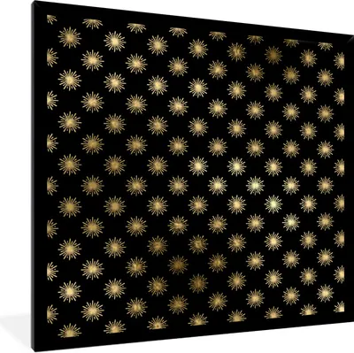 Produktbild von MuchoWow® Gerahmtes Poster Muster - Sonne - Gold 40x40 cm - Poster mit Schwarzem Bilderrahmen Wandposter Rahmen Foto Bilder - Mit Rahmen - Wanddekoration Schlafzimmer