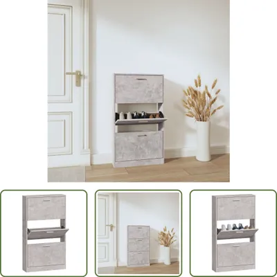 Produktbild von The Living Store Schuhschrank Betongrau 59x17x108 cm Holzwerkstoff