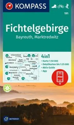 Obrázek produktu pro KOMPASS Turistická mapa 191 Fichtelgebirge, Bayreuth, Marktredwitz 1:50 000