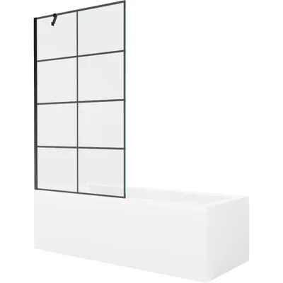 Obrázek produktu pro Mexen Cubik obdélníková vana 160 x 70 cm s pláštěm 1-křídlovou zástěnou 100 cm, Černý vzor - 550316070X9510007077