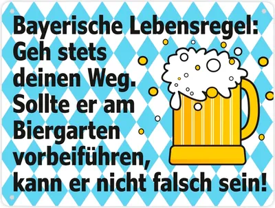 Produktbild von Bierkrug Bayern Metallschild XL in 21x28 cm mit Spruch Geh deinen Weg in den