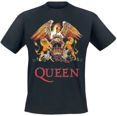 Produktbild von Queen T-Shirt Herren Queen Crest schwarz Band-Merch, Bands 100% Baumwolle XL