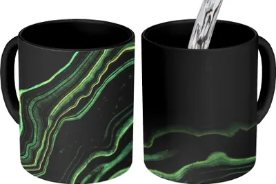 Produktbild von MuchoWow® Zauber Tasse Zaubertasse Magic Marmor - Grün - Schwarz 350 ml Farbwechsel Becher Geschenk Geschenkidee - Magic-Tasse - Fototasse - Keramiktassen - Bilder - Tasse Kaffee - Getränkbecher - Kaf