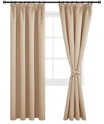 Productafbeelding van Verduisterende gordijnen met plooiband, 228x167 cm, beige, set van 2