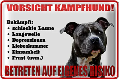 Produktbild von Blechschild Vorsicht Kampfhund 30x20cm betreten eigenes Risiko
