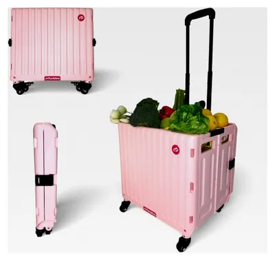 Produktbild von Faltbarer Einkaufstrolley, 50 l, leicht zu reinigen (Rosa)