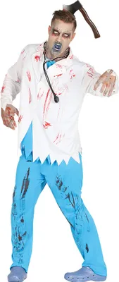 Produktbild von Zombie Chirurg Arzt blau Kostüm für Herren Gr. M/L, Größe:M