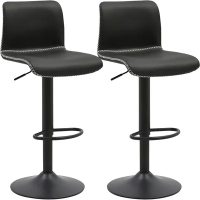 Produktbild von CLP 2er Set Barhocker Henchy Kunstlederbezug höhenverstellbar drehbar schwarz