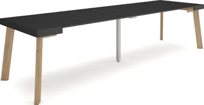 Produktbild von Ausziehbarertisch, 302x90x73cm, Für 14 Gäste, Hölzerne Beine, Schwarz