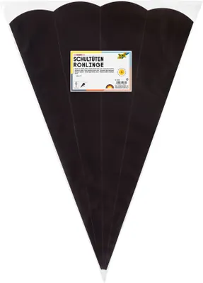 Produktbild von Folia 92590 Schultüten Rohling - 68 cm, sechseckig, schwarz, 5er Pack